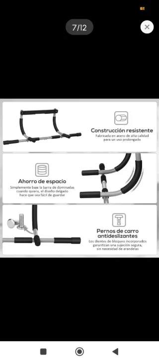 Barra de dominadas para techo