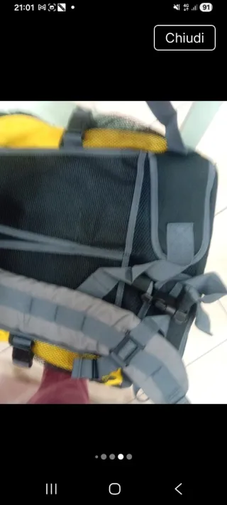 Zaino campeggio nero e giallo