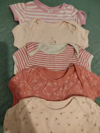 Lote 5 bodys manguita corta 0-3 meses