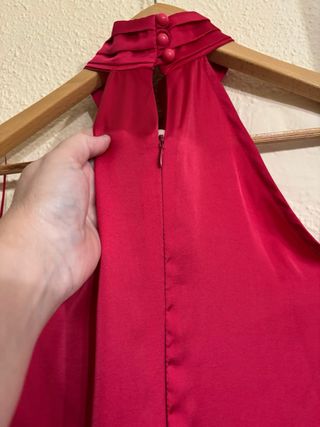 Vestido fiesta coral/rosa halter mini