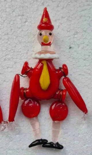 4 Pinocchi Vintage Vetro Murano Snodabili 1970