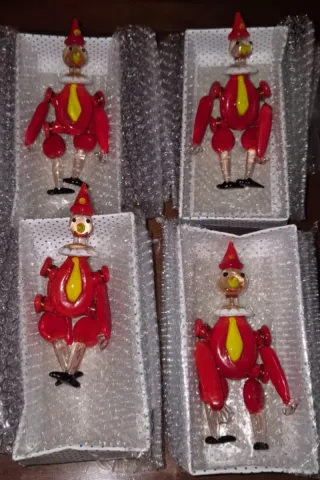 4 Pinocchi Vintage Vetro Murano Snodabili 1970