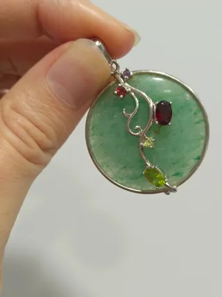 Colgante Plata y Jade con Piedras
