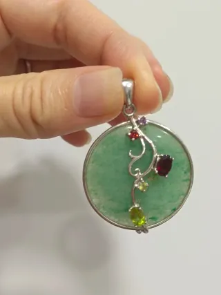 Colgante Plata y Jade con Piedras