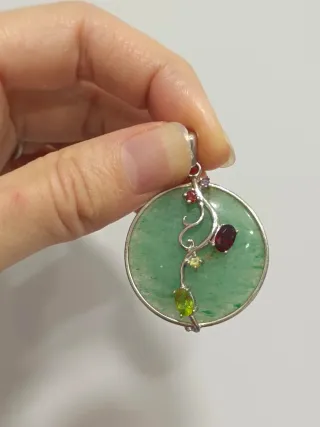 Colgante Plata y Jade con Piedras