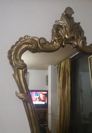 Espejo Isabelino Antiguo Dorado