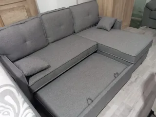 Sofá cama gris tela