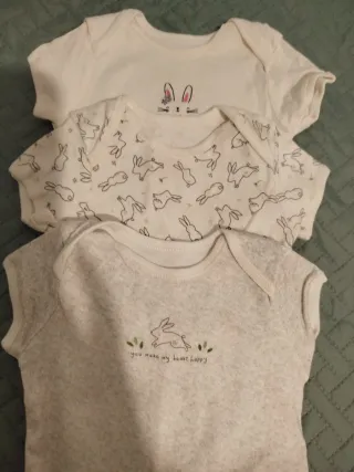 Lote 3 bodys m/corta 0-3 meses