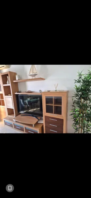 Mueble TV madera y cristal