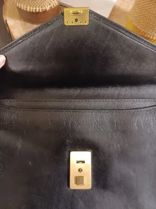 Borsa porta documenti vintage nera