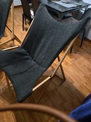 Sillas plegables tela y madera jardín terrasa