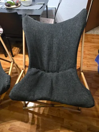 Sillas plegables tela y madera jardín terrasa