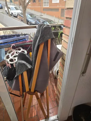 Silla plegable tela y madera jardín terrasa