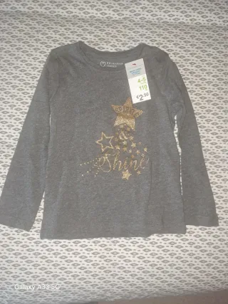 Camiseta manga larga niña Shine gris