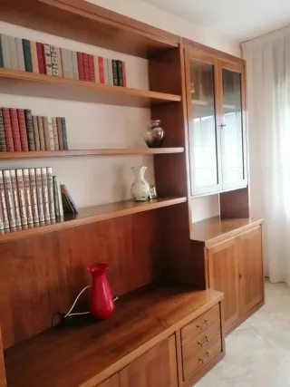Libreria Soggiorno Legno Massiccio e Vetro