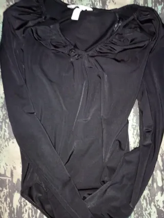 Body Mango Negro Manga Larga