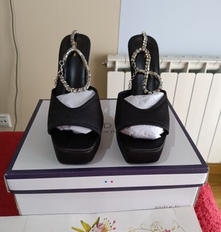 Elegantes Sandalias Satinadas Tacón Plataforma #38