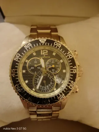 Reloj Lanscotte Automático Esfera Negra y Dorada