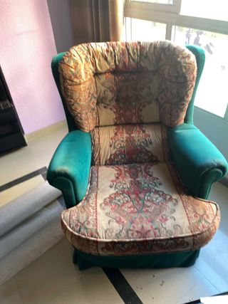 Sillón relax tela multicolor y verde