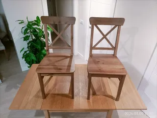 Mesa Roble Extensible IKEA de 90x90