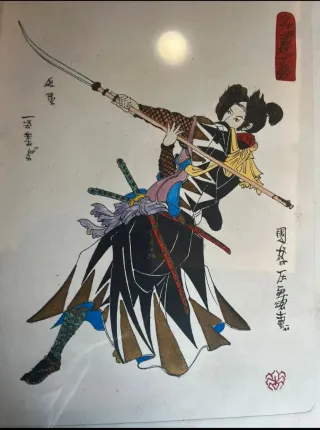 Coppia xilografie giapponesi guerrieri