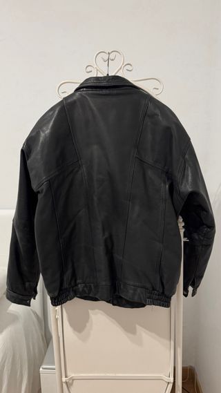 Chaqueta Cuero Negro Vintage 90s Hombre Mujer M