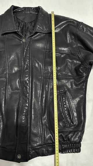 Chaqueta Cuero Negro Vintage 90s Hombre Mujer M