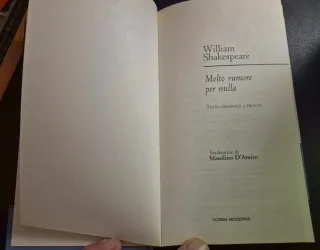 Libro" Molto rumore per nulla" William Shakespere