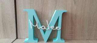 Letra M Decorativa Mateo Celeste