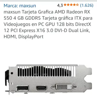 Tarjeta Gráfica Maxsun Radeon RX550 4GB