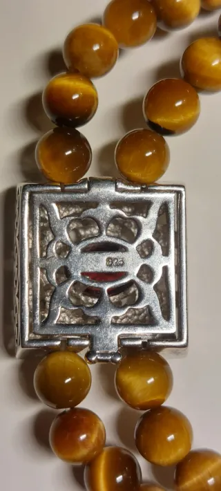 Pulsera Ojo de Tigre y Granate Plata