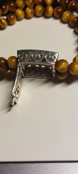 Pulsera Ojo de Tigre y Granate Plata