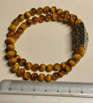 Pulsera Ojo de Tigre y Granate Plata