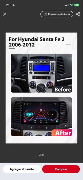 Pantalla 9” Hyundai Santa Fe 2 06-12 + Marco