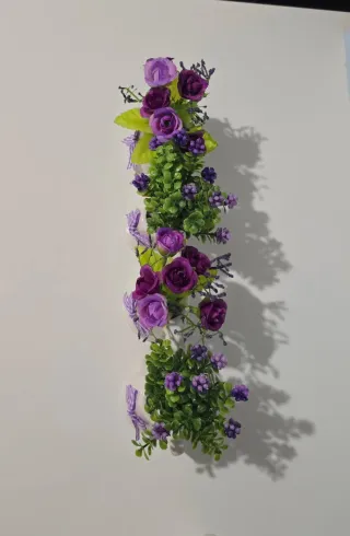 4 Macetas Regadera Flores Artificiales Moradas