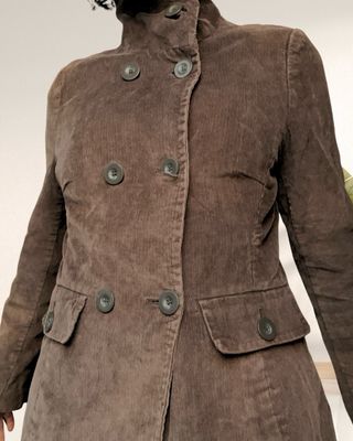 CHAQUETA PANA VINTAGE MARRON BOTONES CAZADORA