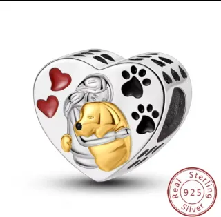 Abalorio Corazón Plata 925 Perro y Humano Pandora