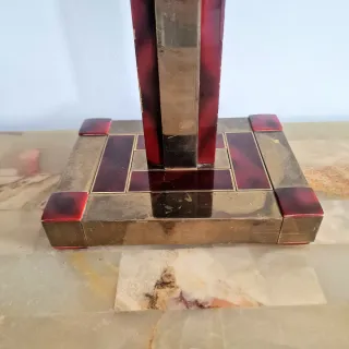 Lámpara de mesa estilo Lumica dorada y roja