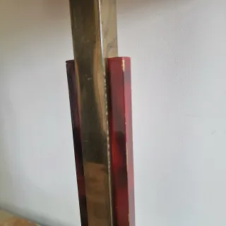 Lámpara de mesa estilo Lumica dorada y roja