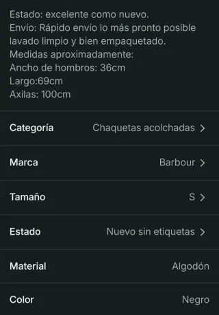 Chaqueta Barbour acolchada negra hombre