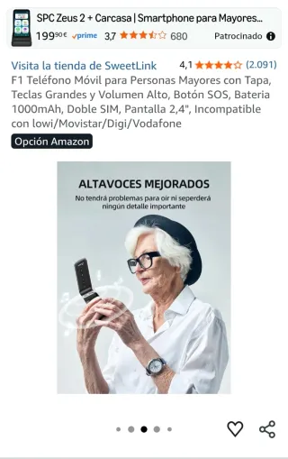 Teléfono Móvil SweetLink F1 Personas Mayores