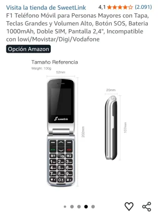 Teléfono Móvil SweetLink F1 Personas Mayores