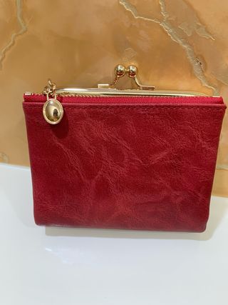 Portafogli portacarte rosso nuovo vera pelle