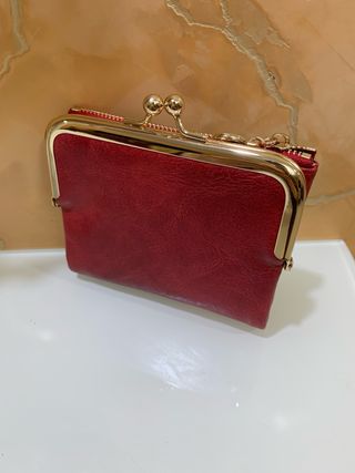 Portafogli portacarte rosso nuovo vera pelle