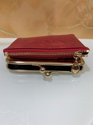 Portafogli portacarte rosso nuovo vera pelle