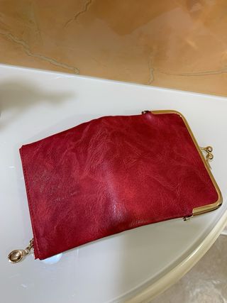 Portafogli portacarte rosso nuovo vera pelle