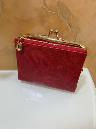 Portafogli portacarte rosso nuovo vera pelle