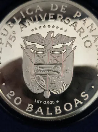 Moneda 20 Balboas Panamá 1978 Certificado