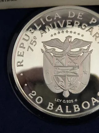 Moneda 20 Balboas Panamá 1978 Certificado