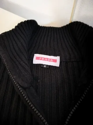 Maglione Prada Uomo Zip Collo Alto Nero M